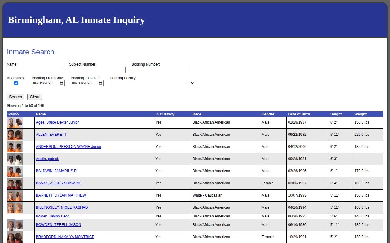 Birmingham official city jail recent arrest inquiry